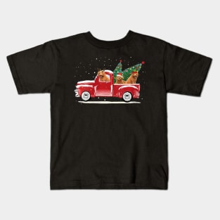 Christmas Truck Pick Up Tree Funny Dog Lover Kids T-Shirt